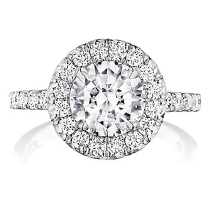 Henri Daussi Pave Halo Diamond Engagement Ring
