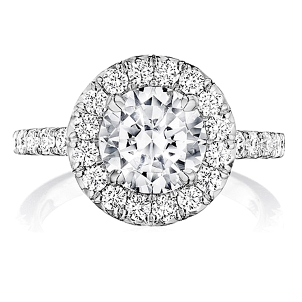 Henri Daussi Pave Halo Diamond Engagement Ring