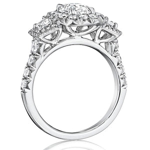 Henri Daussi Three Stone Diamond Engagement Ring