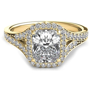 Split Shank Diamond Cushion Halo Engagement Ring