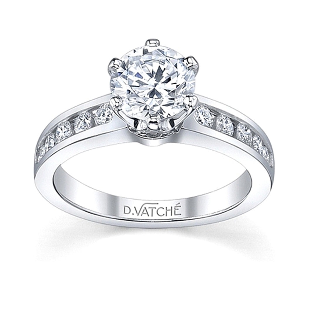 Vatche Channel Set Six Prong Diamond Engagement Ring