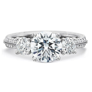 Precision Set Three Stone Diamond Engagement Ring