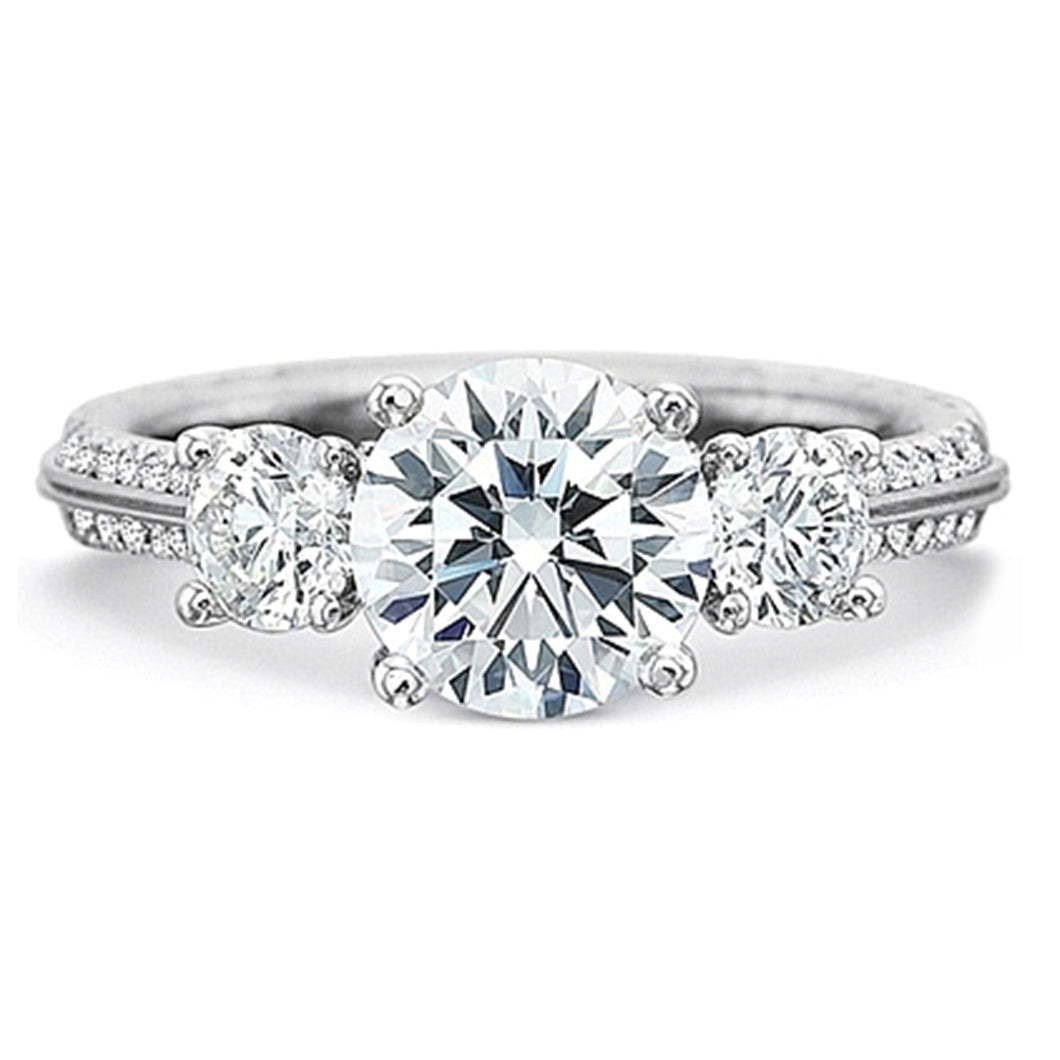 Precision Set Three Stone Diamond Engagement Ring