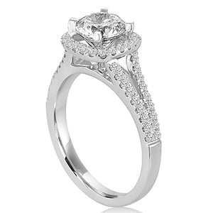 Signature Pave Split Shank Diamond Engagement Ring