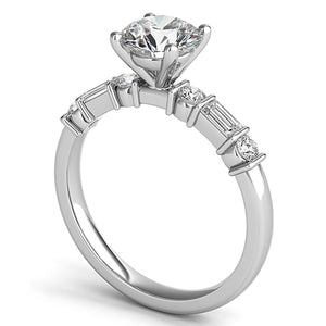 Baguette & Round Diamond Engagement Ring