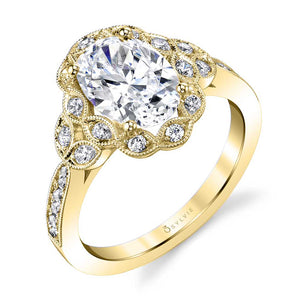 Sylvie Oval Cut Floral Engagement Ring