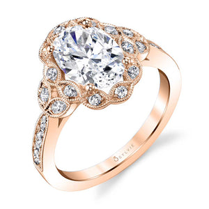 Sylvie Oval Cut Floral Engagement Ring