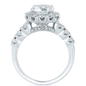 French Pave Set Halo Diamond Engagement Ring