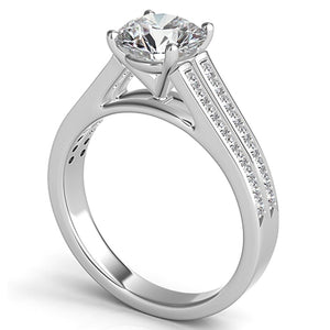 Double Row Pave Diamond Engagement Ring