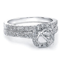 Pave Cushion Halo Engagement Ring w/ Pave Band