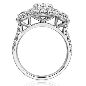 Henri Daussi Three Stone Diamond Engagement Ring