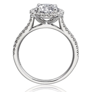 Henri Daussi Pave Halo Diamond Engagement Ring