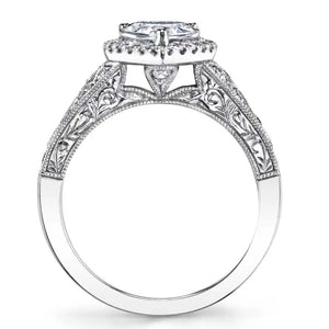 Sylvie Pear Shaped Vintage Halo Engagement Ring
