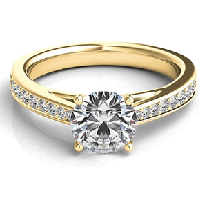 Graduated Pave-Set Diamond Engagement Ring