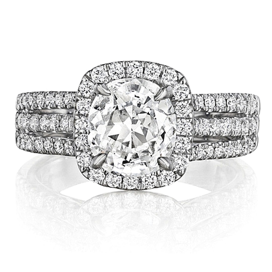 Henri Daussi Triple Row Diamond Engagement Ring