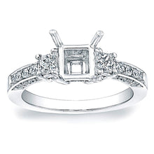 Three stone Princess Cut Engagement Ring w/ Pave Accents