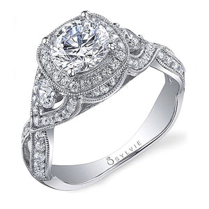 Sylvie Twist Shank Diamond Engagement Ring