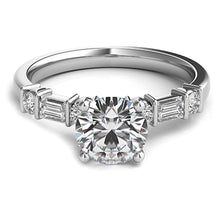 Baguette & Round Diamond Engagement Ring