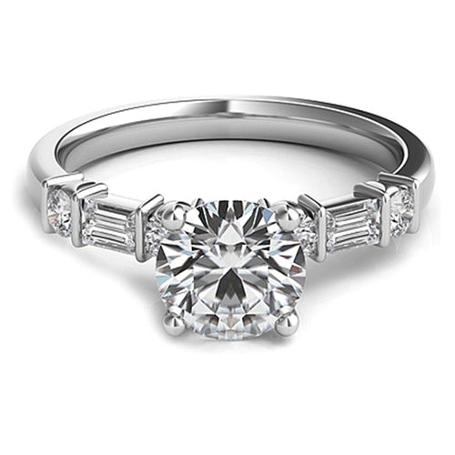 Baguette & Round Diamond Engagement Ring-SNTAP118A