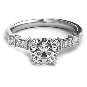 Baguette & Round Diamond Engagement Ring