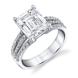 Sylvie Emerald Cut Split Shank Engagement Ring