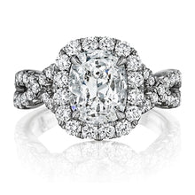 Henri Daussi Pave Twist Diamond Halo Engagement Ring