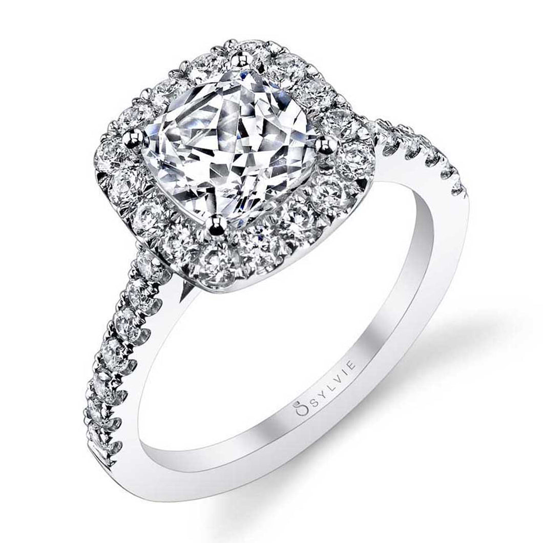 Sylvie Cushion Cut Classic Halo Engagement Ring
