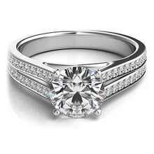 Double Row Pave Diamond Engagement Ring