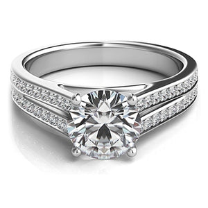 Double Row Pave Diamond Engagement Ring