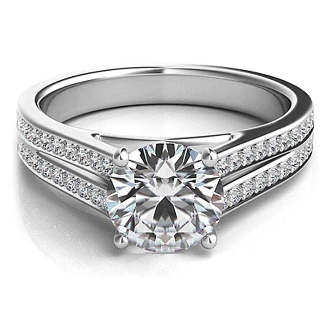 Double Row Pave Diamond Engagement Ring