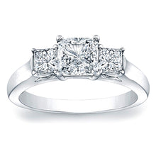 Three Stone Princess Cut Diamond Engagement Ring