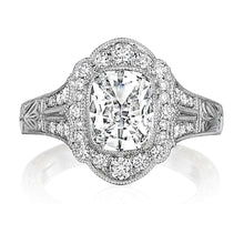Henri Daussi Engraved Halo Diamond Engagement Ring