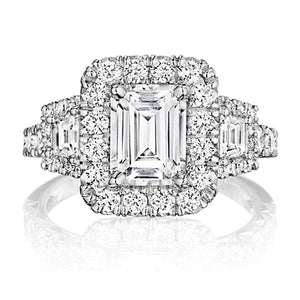 Henri Daussi Three Stone Diamond Engagement Ring