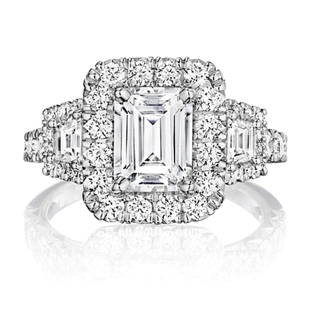 Henri Daussi Three Stone Diamond Engagement Ring