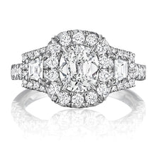 Henri Daussi Three Stone Diamond Engagement Ring