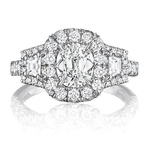 Henri Daussi Three Stone Diamond Engagement Ring