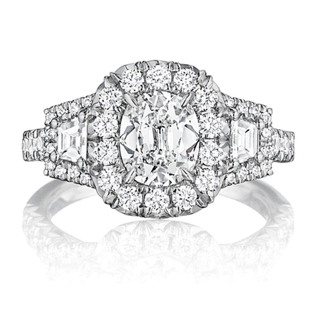 Henri Daussi Three Stone Diamond Engagement Ring