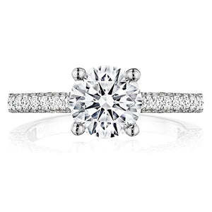 Henri Daussi Three Sided Pave Diamond Engagement Ring