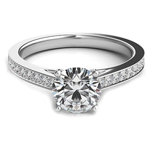 Round Brilliant Cathedral Pave Diamond Engagement Ring