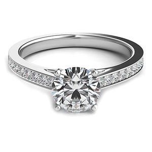 Round Brilliant Cathedral Pave Diamond Engagement Ring