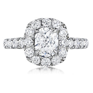 Henri Daussi Pave Diamond Halo Engagement Ring