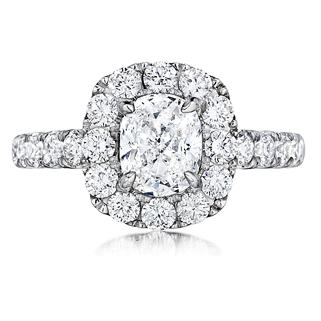 Henri Daussi Pave Diamond Halo Engagement Ring