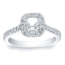 Pave Cushion Halo Engagement Ring w/ Pave Band