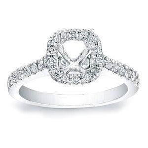Pave Cushion Halo Engagement Ring w/ Pave Band