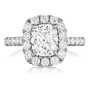 Henri Daussi Pave Diamond Halo Engagement Ring