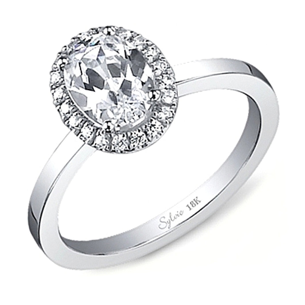 Sylvie Pave Halo Diamond Engagement Ring