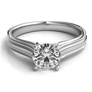 Contoure Engraved Diamond Solitaire Engagement Ring