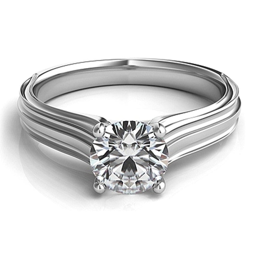 Contoure Engraved Diamond Solitaire Engagement Ring