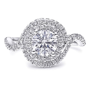 Coast Twisted Double Halo Diamond Engagement Ring