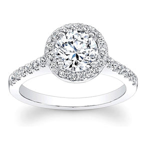 Round Pave Halo Diamond Engagement Ring